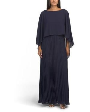Marshalls Capelet Pleated Gown For - Blue