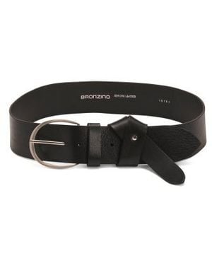 Marshalls Leather Tied Up Strap On Strap Brushed Buckle Belt - Black