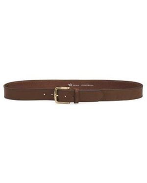 Marshalls Leather Vaccheta Brass Tone Buckle Belt - Brown