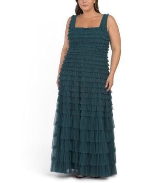 Marshalls Sleeveless Micro Ruffle Gown For - Blue