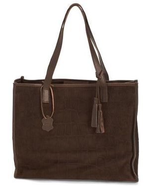 Marshalls Suede Crocodile Tote For - Brown