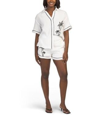Marshalls 2Pc Embroidered Shirt And Matching Shorts Set For - White