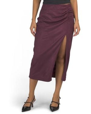 Marshalls Zayla Faux Suede Pencil Skirt With Ruching Detail For - Red