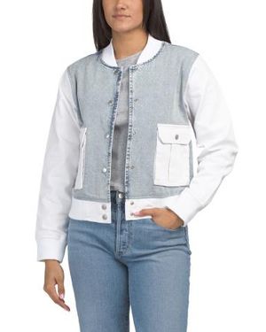 Marshalls Admiral Mixed Media Bomber Jacket For - Blue