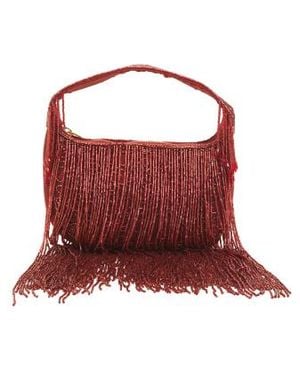 Marshalls Beaded Crystal Fringe Handbag For - Red