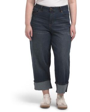 Marshalls Plus Fit Solution Cuffed Cropped Jeans For - Blue