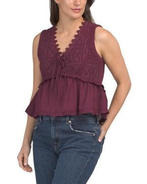 Marshalls Sleeveless Embroidered Blouse For - Purple