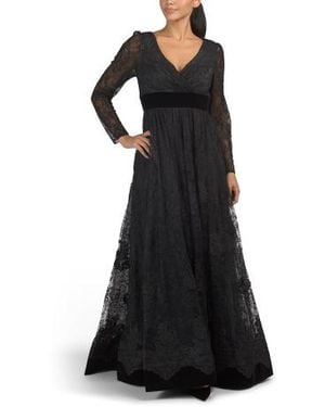 Marshalls Long Sleeve Lace Gown For - Black
