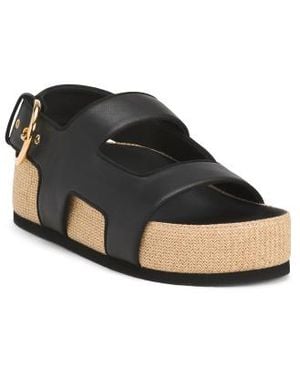 Marshalls Leather Cher Raffia Platform Sandals For - Black