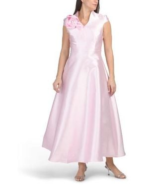 Marshalls Cap Sleeve Mikado 3D Floral Gown For - Pink