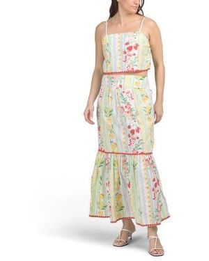 Marshalls 2Pc Lemon Printed Striped Top And Maxi Skirt Set For - Multicolor