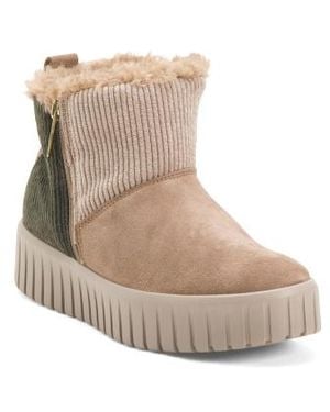Marshalls Suede Booties With Zip And Warm Lining For - Natural