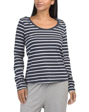 Marshalls Organic Cotton Softspun Long Sleeve Scoop Neck T-Shirt For - Blue