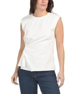 Marshalls Scuba Ponte Side Knot Cap Sleeve T-Shirt For - White