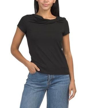 Marshalls Cowl Asymmetrical Neck Short Sleeve Top For - Black