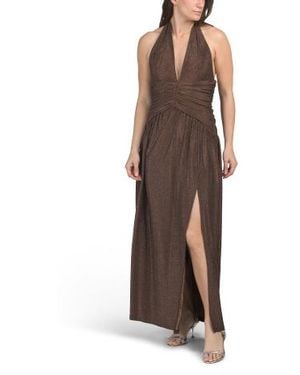 Marshalls Italia Azure Gathered Waist Shimmer Maxi Dress For - Brown