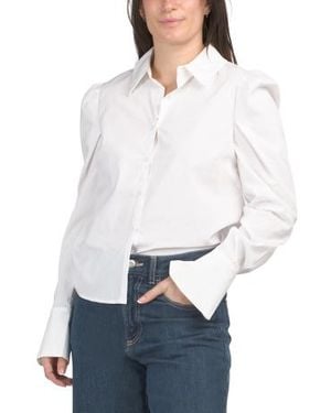 Marshalls Long Sleeve Woven Shirt With Pleated Shoulder Details For - White