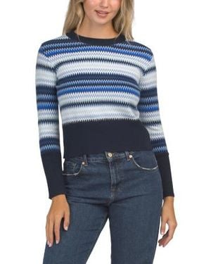 Marshalls Cashmere Fair Isle Crew Neck Sweater - Blue