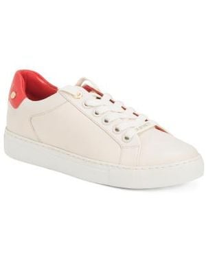 Marshalls Leather Signature Classic Stud Flat Sneakers For - White