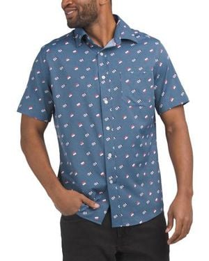 Marshalls Short Sleeve Intercoastal Keep It Nautical Sport Shirt For - Blue