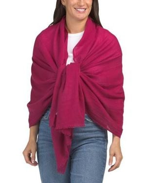 Marshalls Cashmere Pashmina Scarf With Eyelash Fringes For - Red