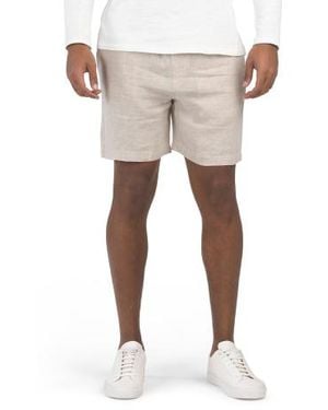 Marshalls Linen Shorts With Copper Tone Aglets - Natural