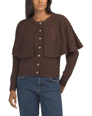 Marshalls Wool Blend Feminine Cape Cardigan For - Brown