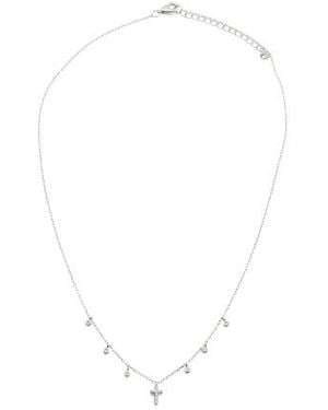 Marshalls Sterling Crystal And Cross Charm Cable Necklace For - White