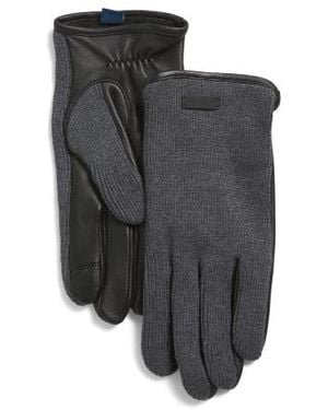 Marshalls Wool Blend Heritage Knit Back Touchscreen Gloves With Leather Palm For - Gray