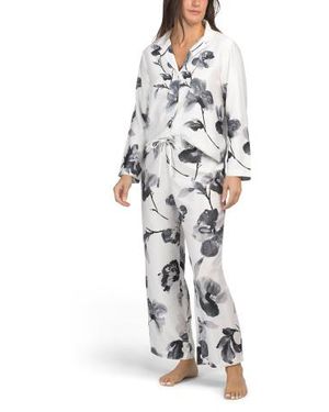 Marshalls 2Pc Aurelia Charmeuse Notch Collar Top And Drawstring Pants Pajama Set For - White