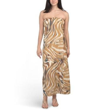 Marshalls Strapless Zebra Printed Satin Dress For - Natural