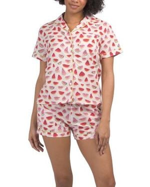 Marshalls Watermelon Top And Shorts Pajama Set For - Red