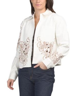 Marshalls Cotton Embroidered Jacket For - White