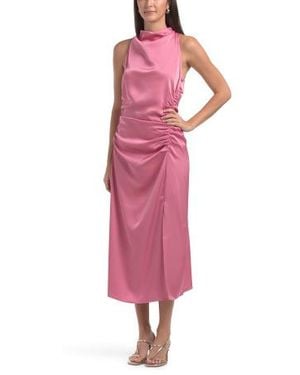 Marshalls High Neck Satin Midi Dress For - Pink