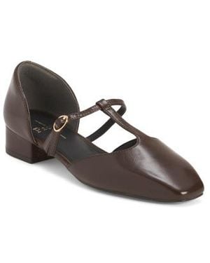 Marshalls Leather Coralee T-Strap Pumps For - Brown