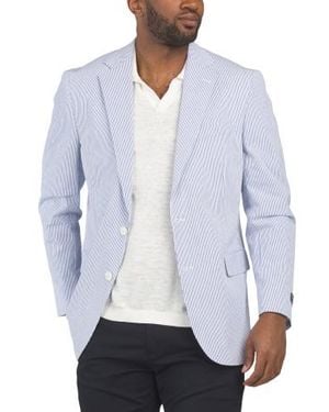 Marshalls Classic Seersucker Suit Jacket For - White