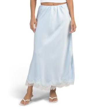 Marshalls Lace Trim Satin Midi Skirt For - Blue