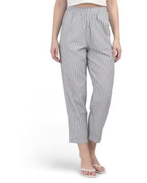 Marshalls Linen Blend Elastic Waist Cuffed Pants For - Gray
