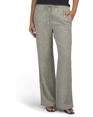 Marshalls Linen Blend Cross Dye Straight Leg Pull On Pants With Drawstring For - Gray