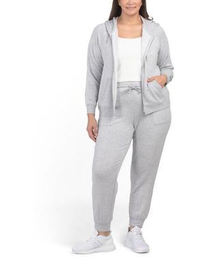 Marshalls Plus 2Pc Knit Fleece Lined Hoodie And Drawstring Waist Sweatpants Set For - Gray
