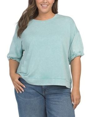 Marshalls Plus Washed Terry Crew Neck Top For - Blue
