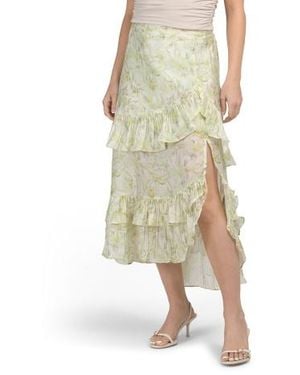 Marshalls Linen Blend Claire Midi Skirt For - Metallic