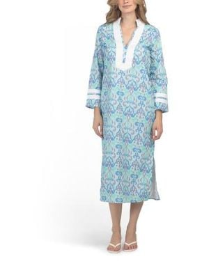 Marshalls Long Sleeve Printed Maxi Caftan Dress For - Blue