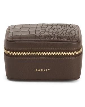 Marshalls Leather Commute Street Faux Crocodile Small Zip Around Jewelry Box For - Brown