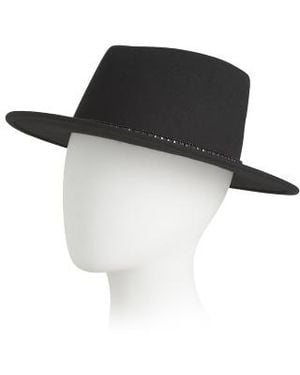 Marshalls Wool Blaine Felt Fedora With Jet Geometric Beaded Band For - Black