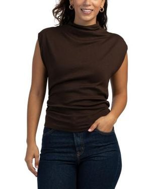 Marshalls Amara Mock Neck Power Shoulder Top For - Black