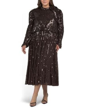 Marshalls Long Sleeve Sequin Maxi Cocktail Dress With Bow Accent For - Brown