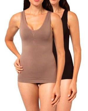 Marshalls 2Pk Comfort V-Neck Tanks With Molded Bra Cups For - Multicolor