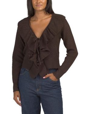 Marshalls Wool Blend Ruffle Sweater For - Black