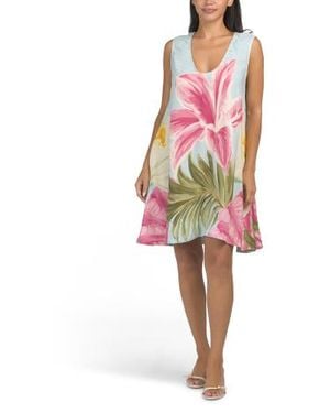 Marshalls Island Floral Swim Cover-Up Mini Dress For - Red
